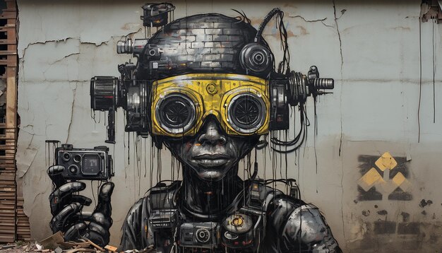 Cyberpunkowe graffiti w stylu Banksy'ego