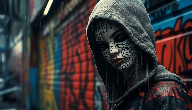 Cyberpunkowe graffiti w stylu Banksy'ego
