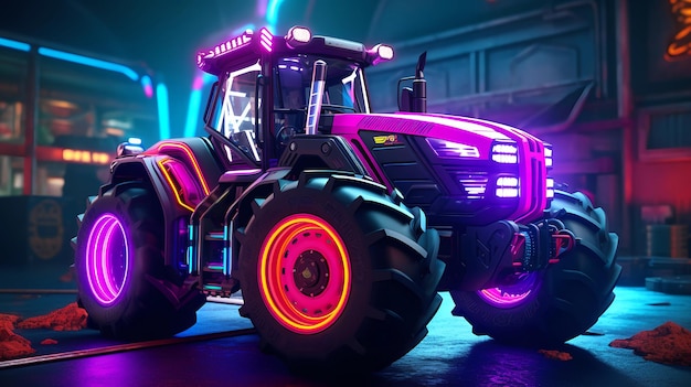Cyberpunkowy futurystyczny traktor, hiperrealistyczna koncepcja dstyle