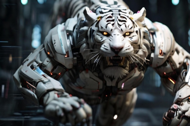 Zdjęcie cybertech dziki biały tygrys atakuje