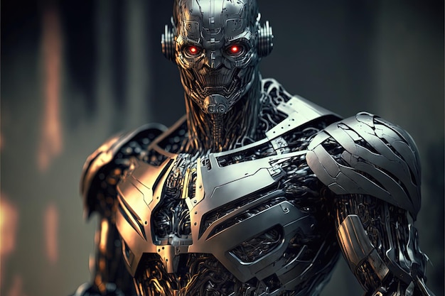 Cyborg tapeta w wysokiej rozdzielczości gra film science fiction przestrzeń galaktyka podróż prawdziwy stalowy cyborg ulepszony ludzki pancerz asystent moc charakterystyka szczegóły naprawa AI