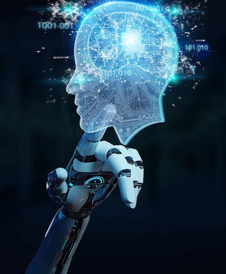 Zdjęcie cyborg tworzący sztuczną inteligencję