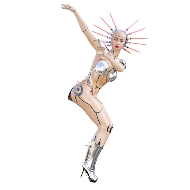 Cyborg Woman futurystyczne metalowe bikini