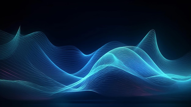 Cyfrowa dynamiczna cyber fala Abstrakcjonistyczny futurystyczny błękitny tło