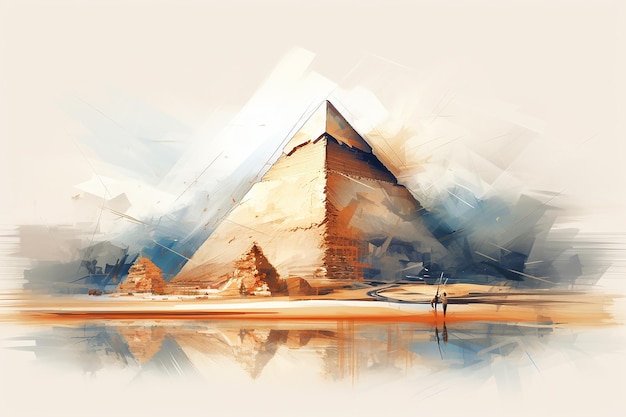 Zdjęcie cyfrowa ilustracja egipska piramida z ekstremalnymi elementami