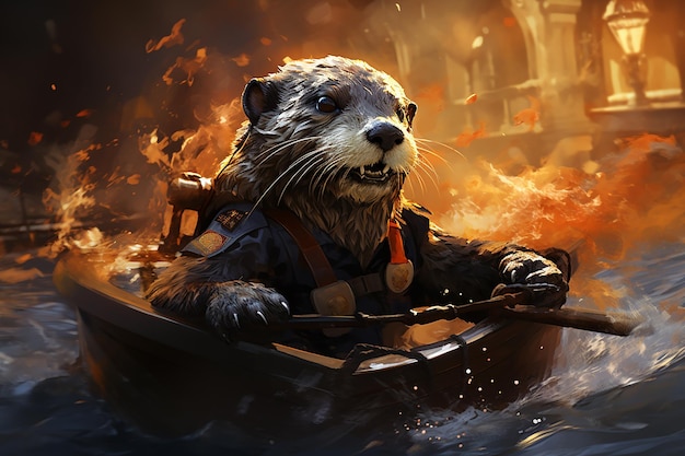 Cyfrowa ilustracja Gunboat Otter z ekstremalnymi elementami