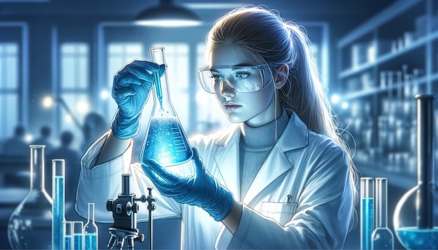 Cyfrowa ilustracja kobiety naukowca
