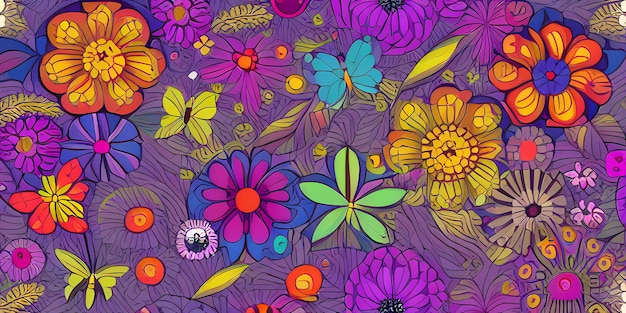 Cyfrowa ilustracja motywu kwiatowego i tła przyrody