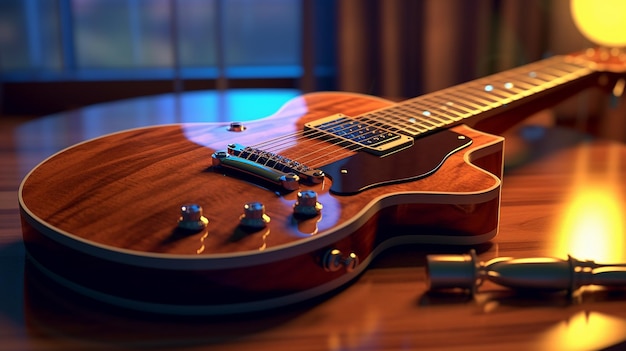 cyfrowa ilustracja o realistycznym zdjęciu gitary wykonana przez generatywną sztuczną inteligencję