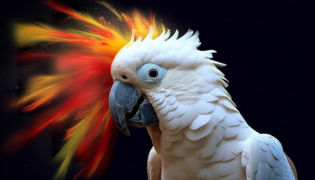 Cyfrowa manipulacja zdjęciami białej papugi Generacyjna AI