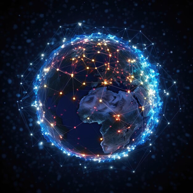 cyfrowa mapa społeczności świata globalna mapa koncepcja cyfrowa