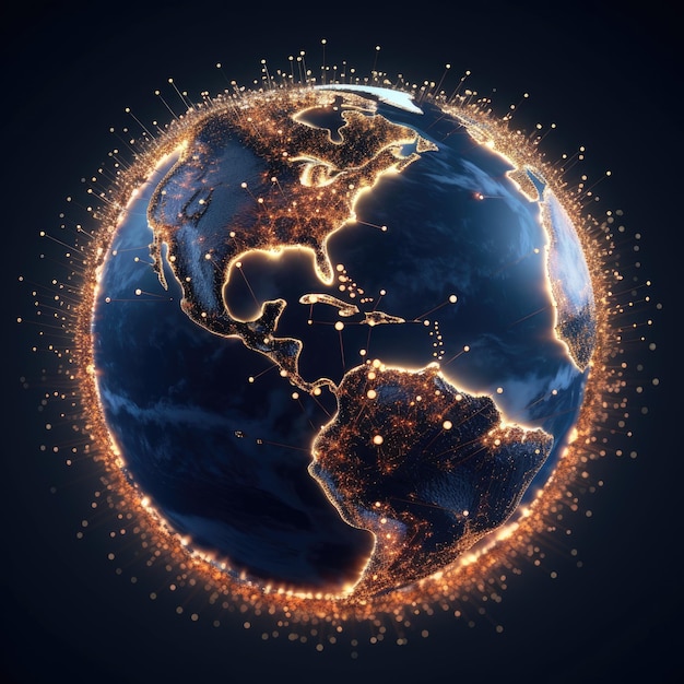 cyfrowa mapa społeczności świata globalna mapa koncepcja cyfrowa