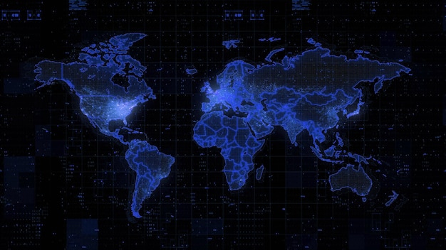Cyfrowa mapa świata renderowania 3d