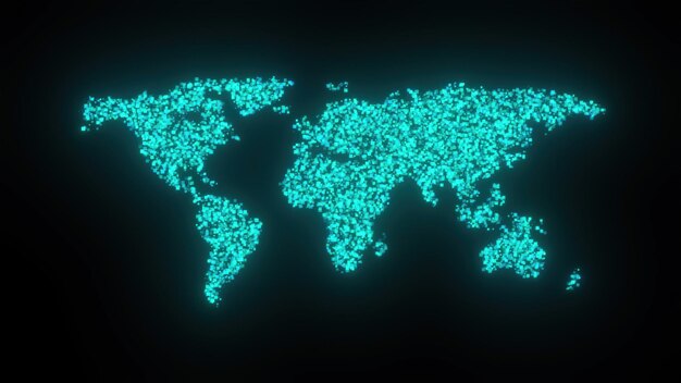 Zdjęcie cyfrowa mapa świata wygenerowana przez komputer