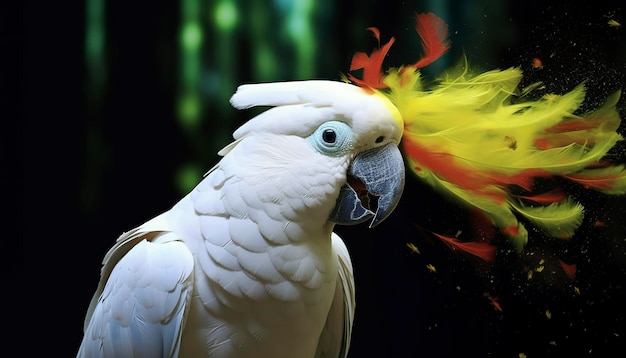 Cyfrowa obróbka zdjęć białej papugi Generative AI