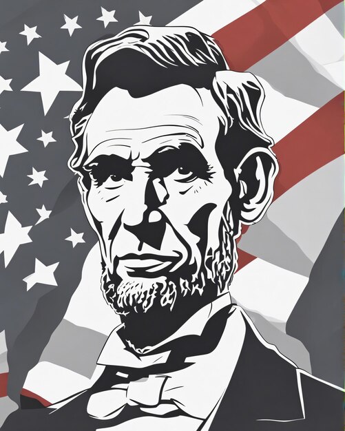 Zdjęcie cyfrowa sztuka flagi abrahama lincolna usa