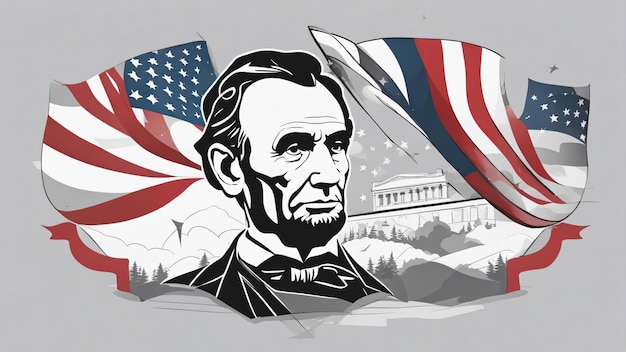 Zdjęcie cyfrowa sztuka flagi abrahama lincolna usa