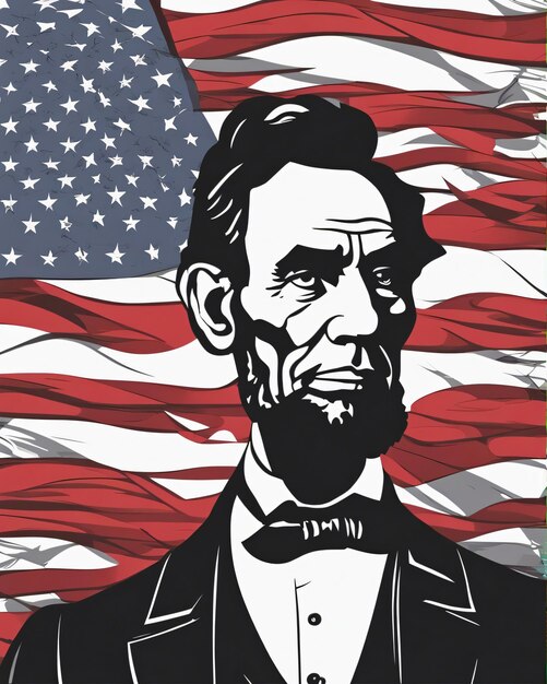 Zdjęcie cyfrowa sztuka flagi abrahama lincolna usa