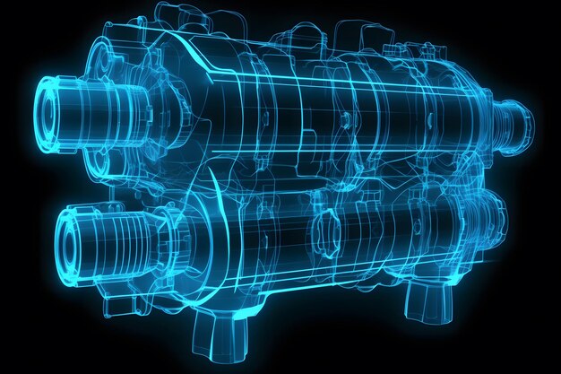 Cyfrowa wizualizacja silnika Wygenerowano sztuczną inteligencję sieci neuronowej