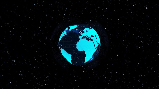 Cyfrowa Ziemia orbitalna 3D w cyberprzestrzeni pokazująca koncepcję technologii sieciowej