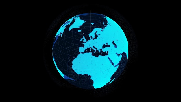 Cyfrowa Ziemia orbitalna 3D w cyberprzestrzeni pokazująca koncepcję technologii sieciowej