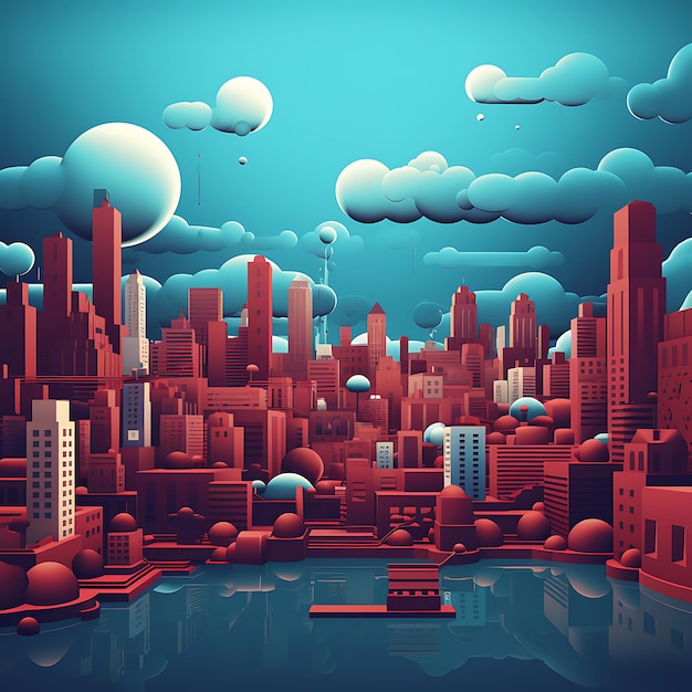Zdjęcie cyfrowe sny odkrywające trójwymiarowy pejzaż miejski