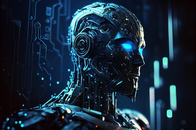 Cyfrowe tło transformacji robota sztucznej inteligencji