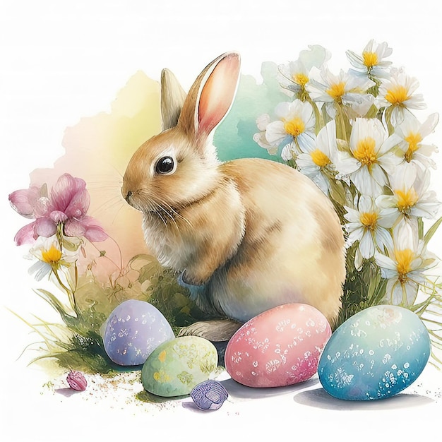 Cyfrowy akwarela Easter bunny z pisanki