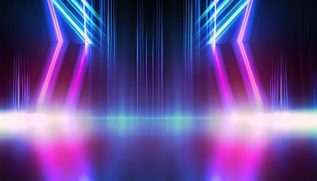 Cyfrowy futurystyczny abstrakcyjny geometryczny blask neonowej linii tła