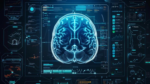 Cyfrowy interfejs analizy mózgu jest częścią koncepcji skanowania MRI w technologii medycznej