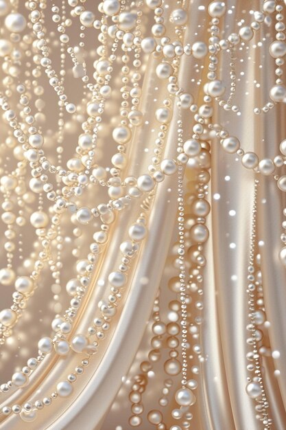 cyfrowy motyw sztuki 3D z elegancką zasłoną z białych perli