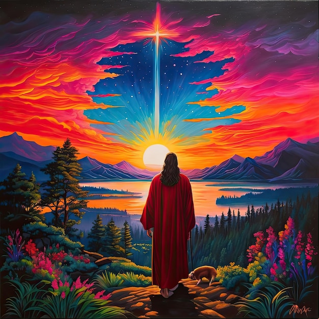 Cyfrowy obraz artystyczny Jezusa Chrystusa Króla