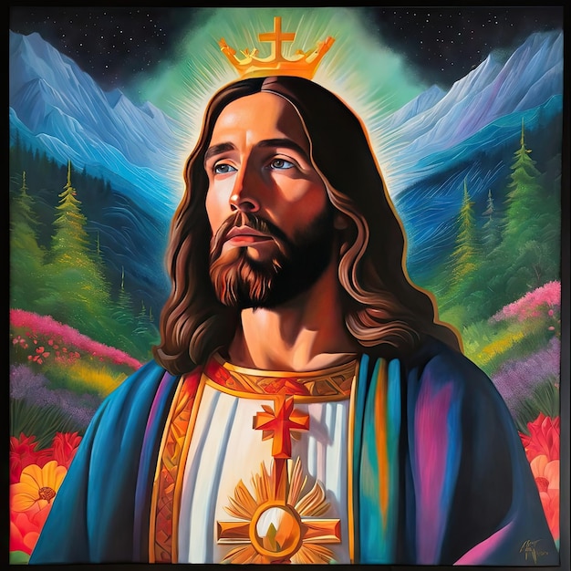 Cyfrowy obraz artystyczny Jezusa Chrystusa Króla