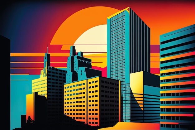 Cyfrowy obraz miasta w kolorach