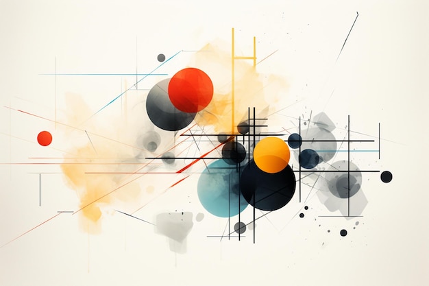 Cyfrowy obraz przedstawiający kolorowe abstrakcyjne tło z kółkami i kropkami.