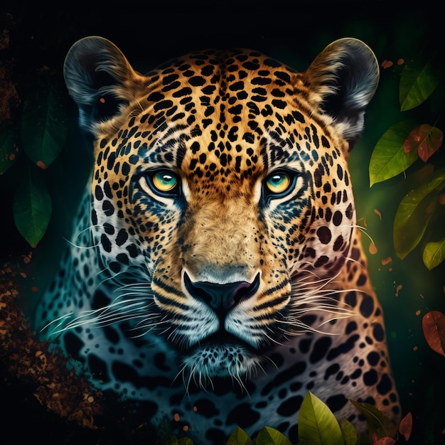 cyfrowy projekt jaguara patrzącego w kamerę