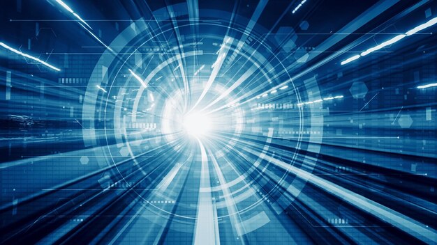 Cyfrowy przepływ danych na drogach w koncepcji cyberglobalnej komunikacji i kodowania z grafiką tworzącą wizję szybkiego transferu, aby pokazać zwinną transformację cyfrową, przełomowe innowacje.
