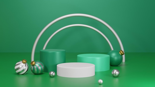 Cylindryczne podium i minimalne abstrakcyjne tło na Boże Narodzenie renderowania 3d kształt geometryczny Etap dla produktu