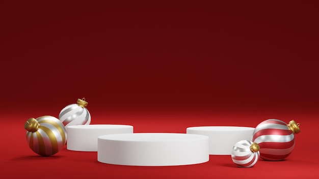Zdjęcie cylindryczne podium i minimalne abstrakcyjne tło na boże narodzenie renderowania 3d kształt geometryczny etap dla produktu