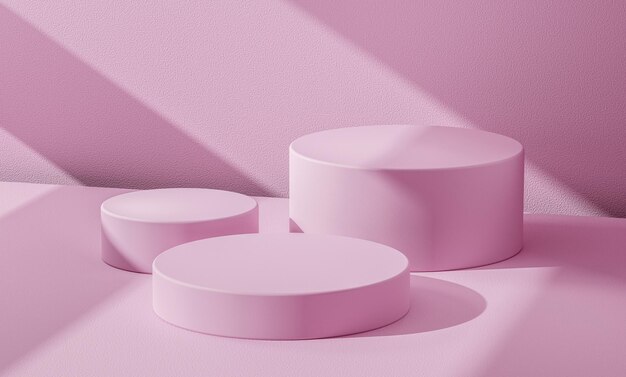 Cylindryczny podium na różowym tle Prezentacja produktu makieta pokazuje produkt kosmetyczny Podium na scenie lub platforma Renderowanie 3d