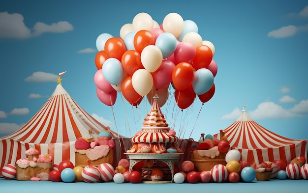 Cyrkowe Balony Spektaklowe i Słodycze pod Big Top Generative Ai