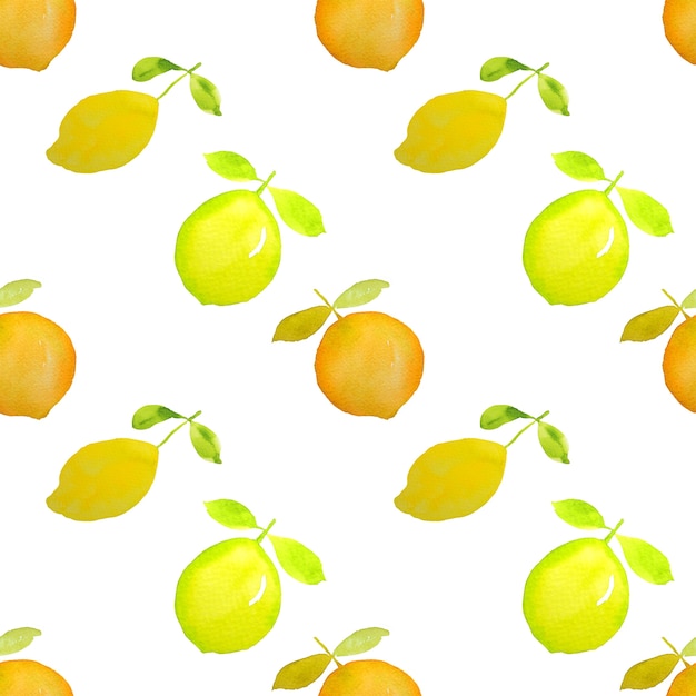 Cytryna Pomarańczowy Owoce Cytrusowe Akwarela W Jednolity Wzór