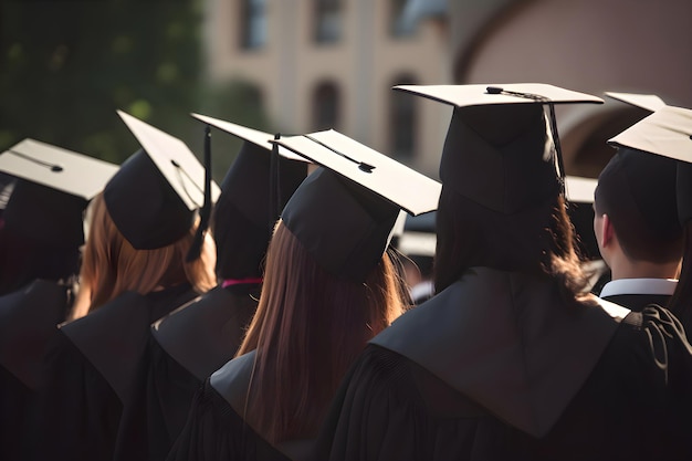 Zdjęcie czapki dyplomowe na absolwentach uniwersytetów generative ai 12