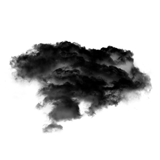 Zdjęcie czarna chmura lub dym izolowany na białym tle