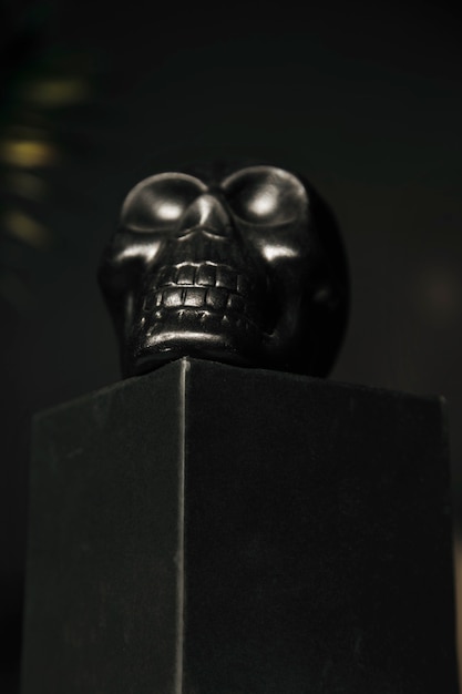 czarna czaszka na czarnym podium