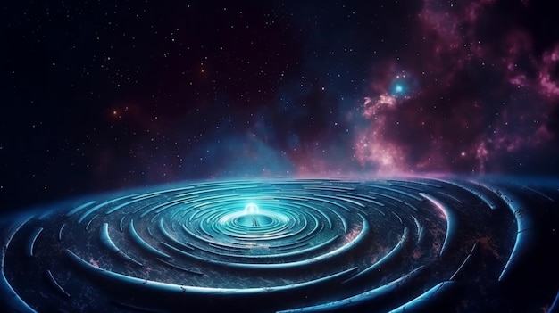 Czarna dziura w kosmosie z niebieską dziurą pośrodku
