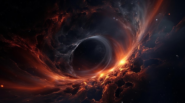 Zdjęcie czarna dziura wciągająca w swoje jądro żywe mgławice