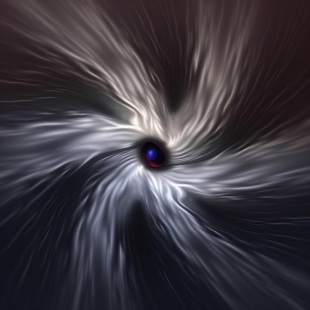 Czarna dziura z czerwonym okiem otoczona białą, wirującą generatywną ai