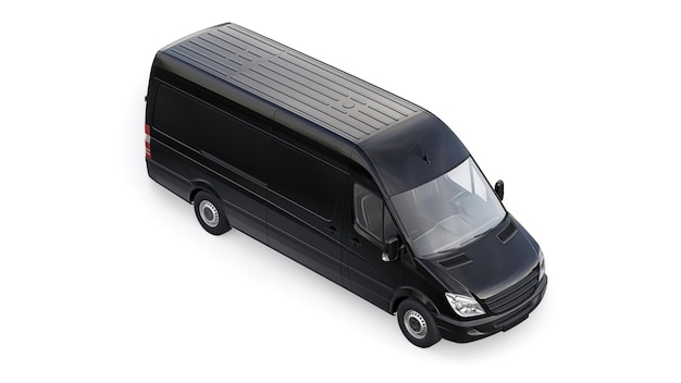 Czarna furgonetka średniej wielkości na białym tle Puste nadwozie do nanoszenia napisów projektowych i logo ilustracja 3d