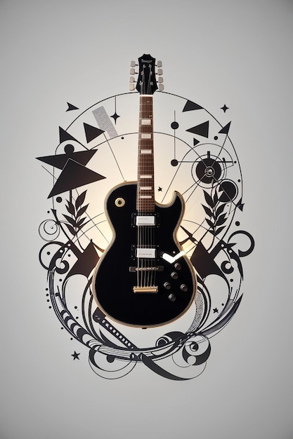Zdjęcie czarna gitara z gwiazdą na szczycie
